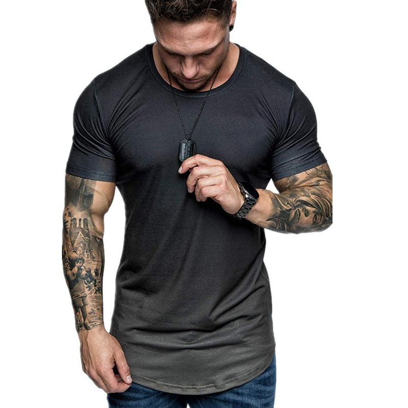 Gradient T-shirt Summer Round Neck Short Sleeve T-shirt Men