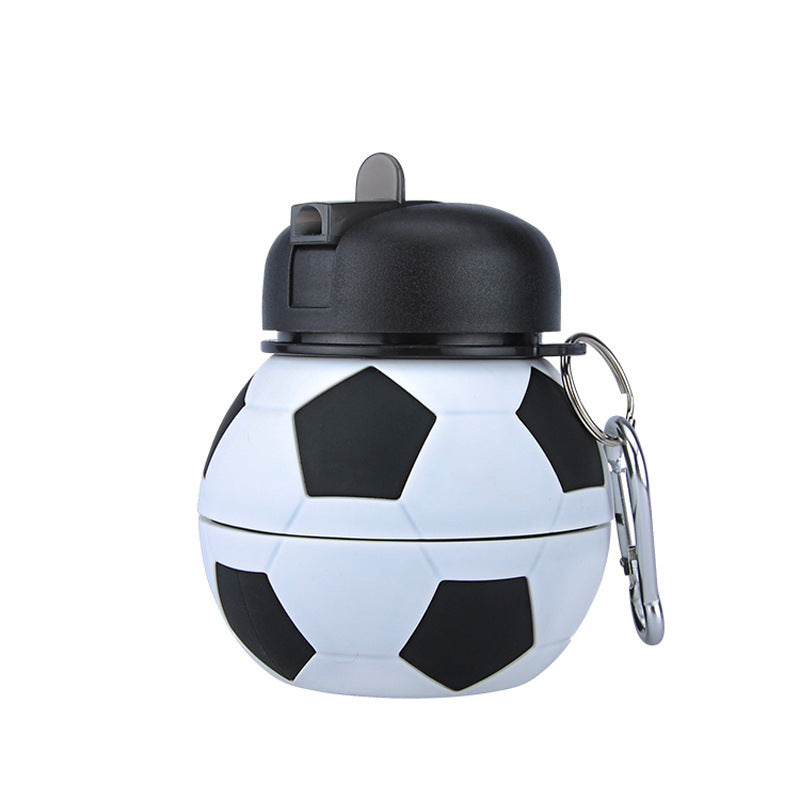 Football Soccer Silicone Water Bottle with Straw