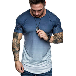 Gradient T-shirt Summer Round Neck Short Sleeve T-shirt Men