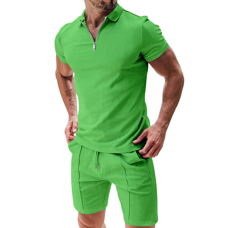 2Pcs Men's Waffle Summer Set