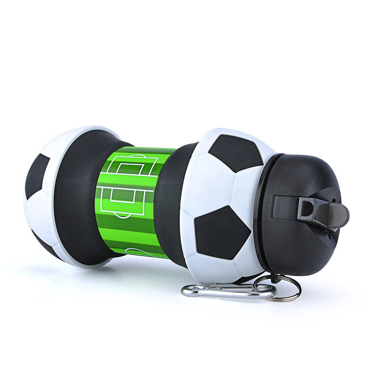 Football Soccer Silicone Water Bottle with Straw