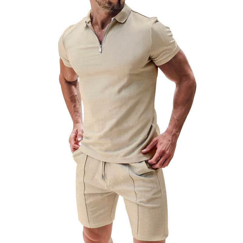 2Pcs Men's Waffle Summer Set