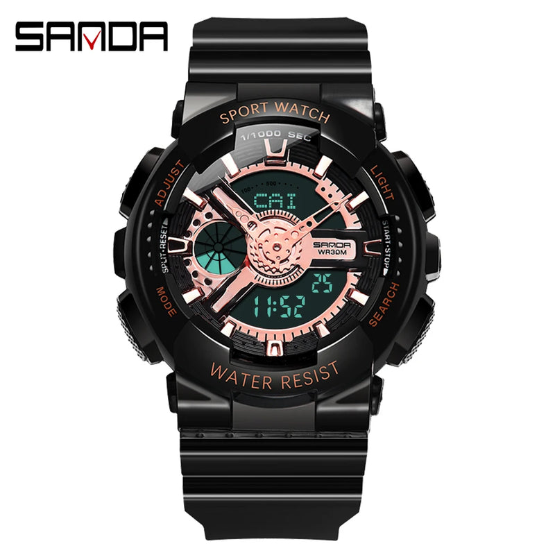 Fashion Sanda Top Brand Outdoor Sport White Digital Watch Women Alarm Clock 3bar Waterproof Shock Military Watches Led Display