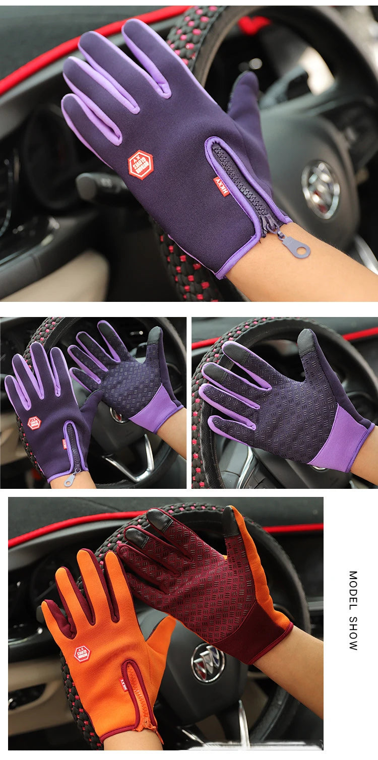 Men's Cycling Gloves Winter Touchscreen Warm Women Bicycle Gym Outdoor Driving Motorcycle Waterproof Thermal Non-Slip Gloves