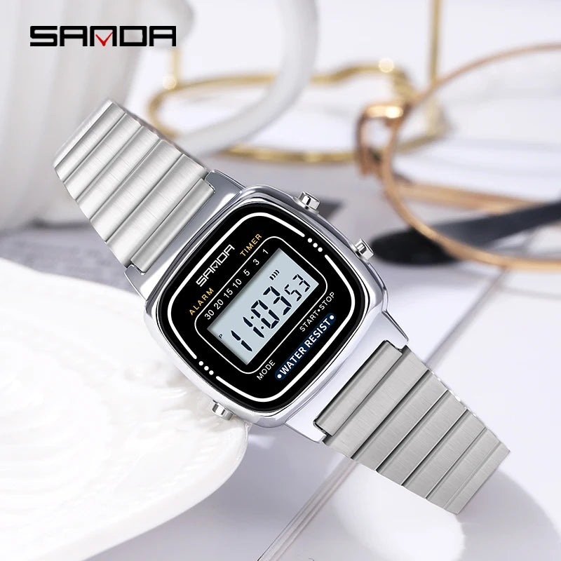 SANDA Fashion Gifts Gifts Boys LED Digital Watch Woman Sport Watch Stopwatch Waterproof Small Dial Simple Students WristWatches