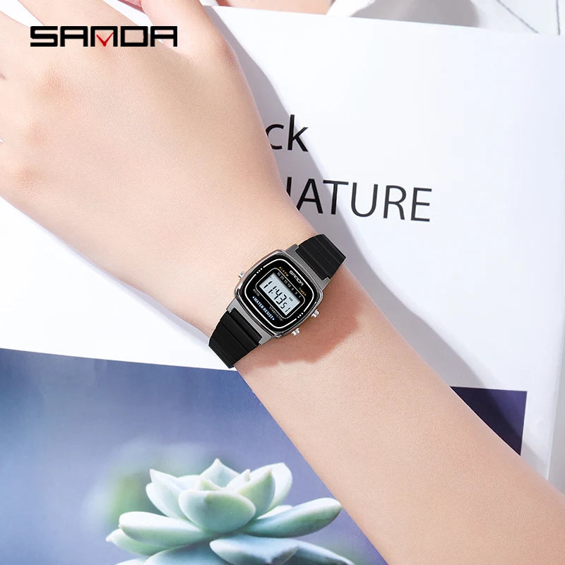 SANDA Fashion Gifts Gifts Boys LED Digital Watch Woman Sport Watch Stopwatch Waterproof Small Dial Simple Students WristWatches