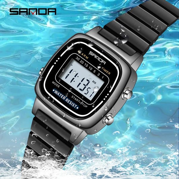 SANDA Fashion Gifts Gifts Boys LED Digital Watch Woman Sport Watch Stopwatch Waterproof Small Dial Simple Students WristWatches