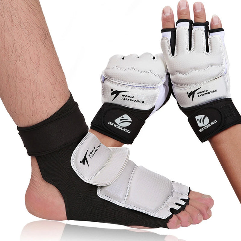 High-Quality Taekwondo WT Pu Hand Gloves Foot Socks Protector Guard Karate Boxing Ankle Palm Protector Guard Gear Suit Adult Kid