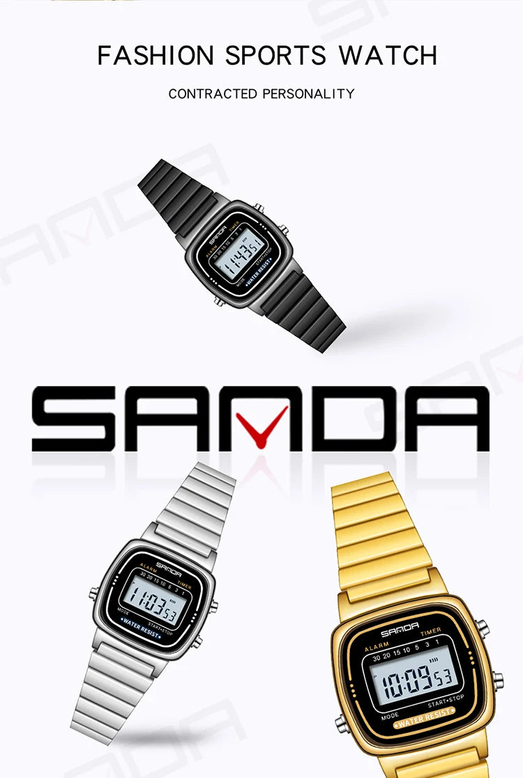 SANDA Fashion Gifts Gifts Boys LED Digital Watch Woman Sport Watch Stopwatch Waterproof Small Dial Simple Students WristWatches