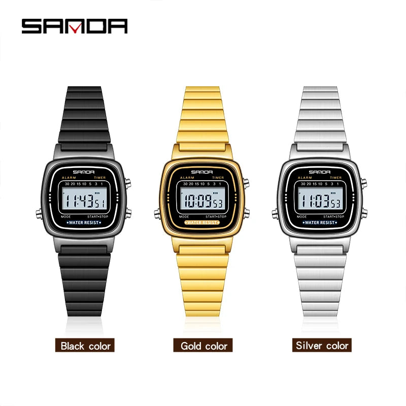 SANDA Fashion Gifts Gifts Boys LED Digital Watch Woman Sport Watch Stopwatch Waterproof Small Dial Simple Students WristWatches