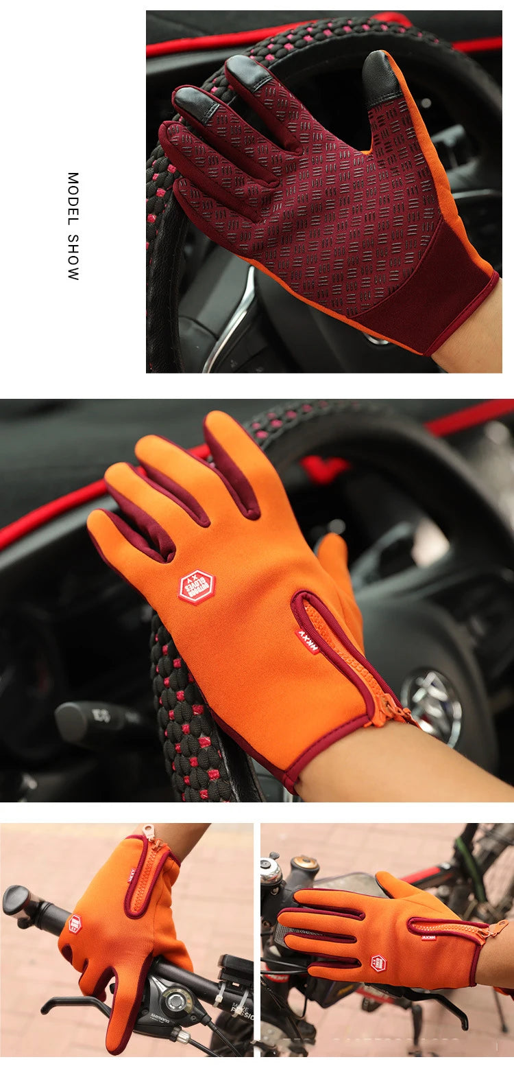 Men's Cycling Gloves Winter Touchscreen Warm Women Bicycle Gym Outdoor Driving Motorcycle Waterproof Thermal Non-Slip Gloves