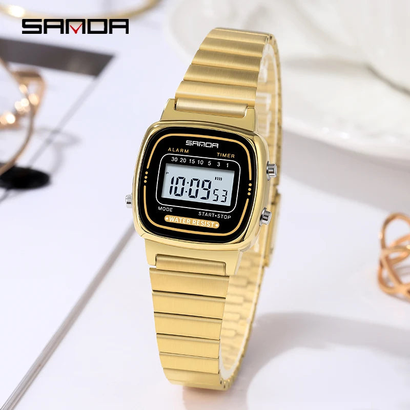 SANDA Fashion Gifts Gifts Boys LED Digital Watch Woman Sport Watch Stopwatch Waterproof Small Dial Simple Students WristWatches