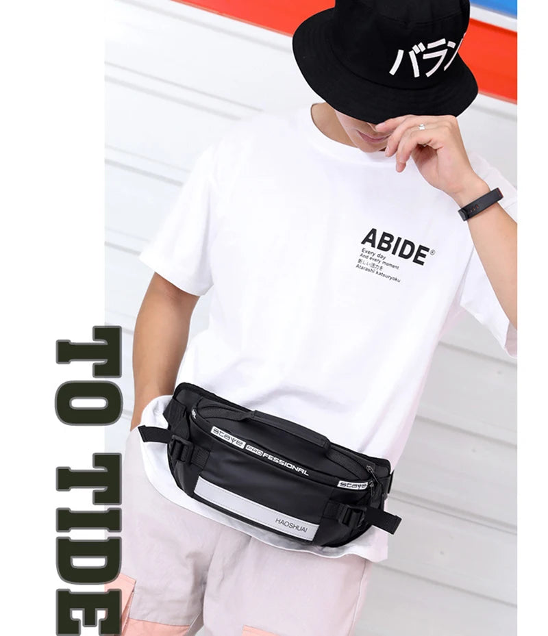 Outdoor Anti-Theft Waist Bag Men Fashion Reflective Run Fanny Pack New Waterproof Cell Phone Storage Bag Male Travel Belt Bag