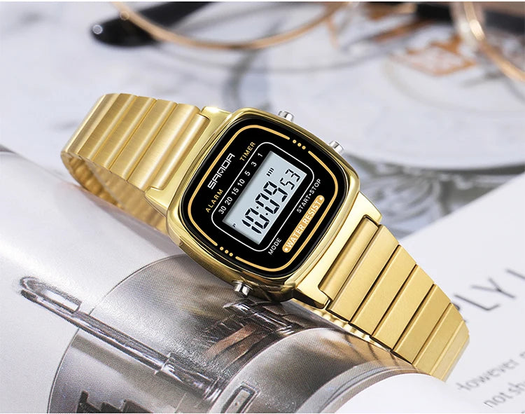 SANDA Fashion Gifts Gifts Boys LED Digital Watch Woman Sport Watch Stopwatch Waterproof Small Dial Simple Students WristWatches