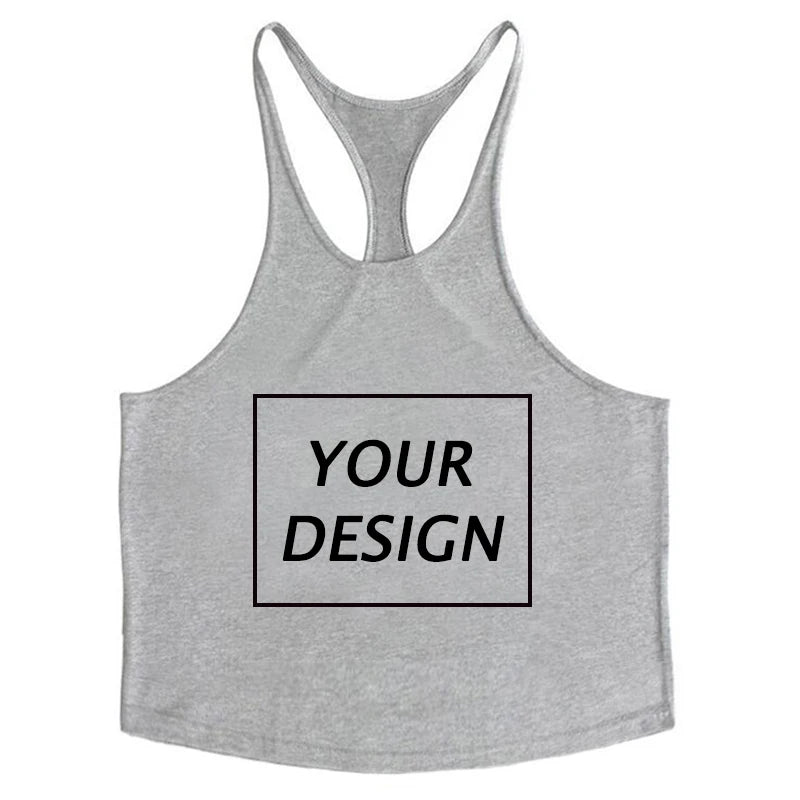 Customized Print Stringer Tank Tops for Men Y-Back Sleeveless Vest Athletic Muscle Training Tees Tops Gym Workout Fitness