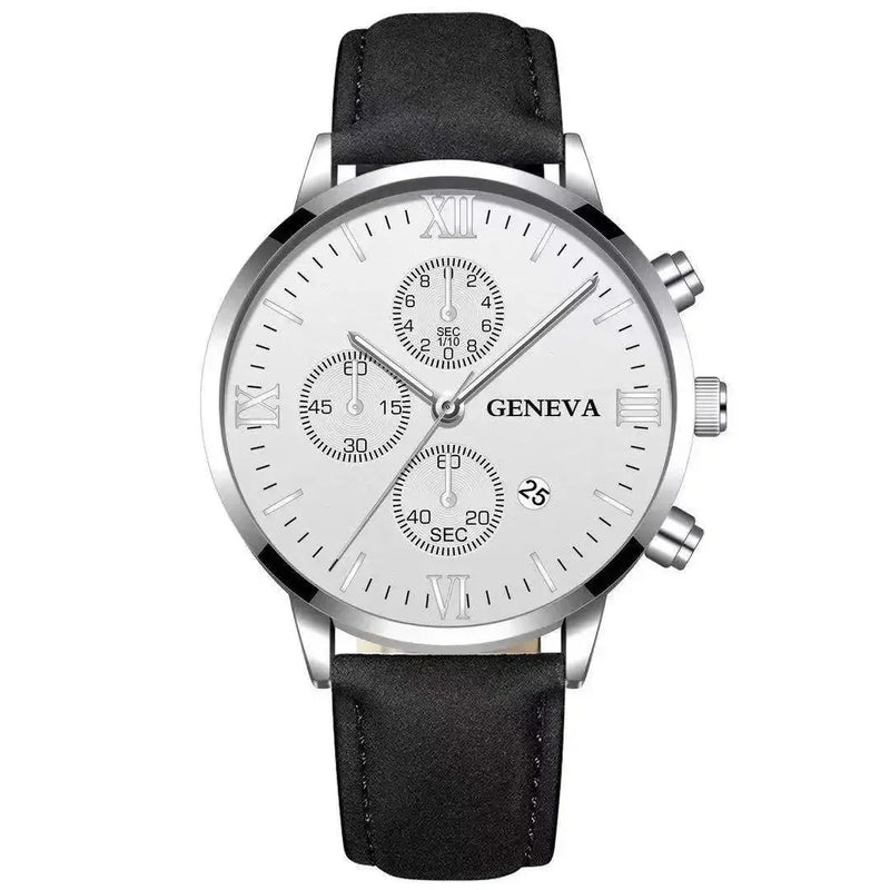 Geneva Men Sport Watch Fashion Date Alloy Case Synthetic Leather Analog Quartz Male Clock Top Brand Luxury Relogio Masculino