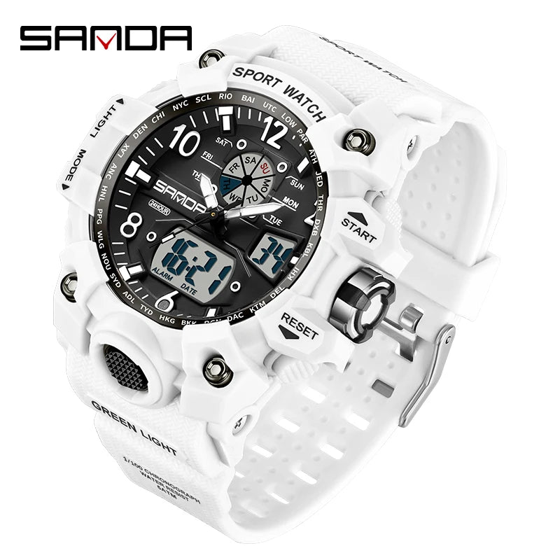 Fashion Sanda Brand Youth Military Sports Trend Korean Electric Led Multifunction Lady Creative Personality Student Gift Watch