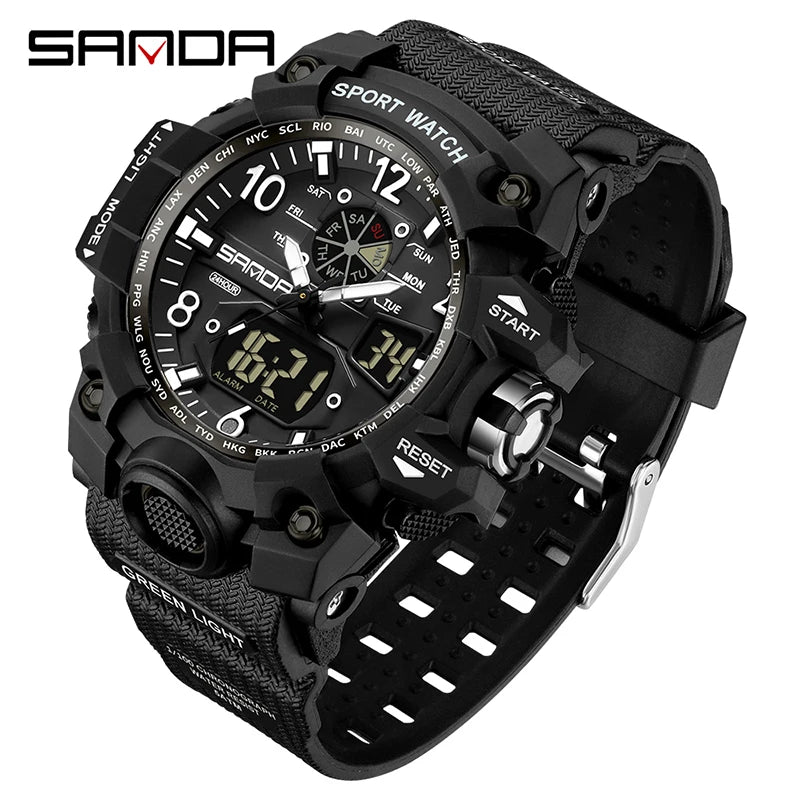 Fashion Sanda Brand Youth Military Sports Trend Korean Electric Led Multifunction Lady Creative Personality Student Gift Watch