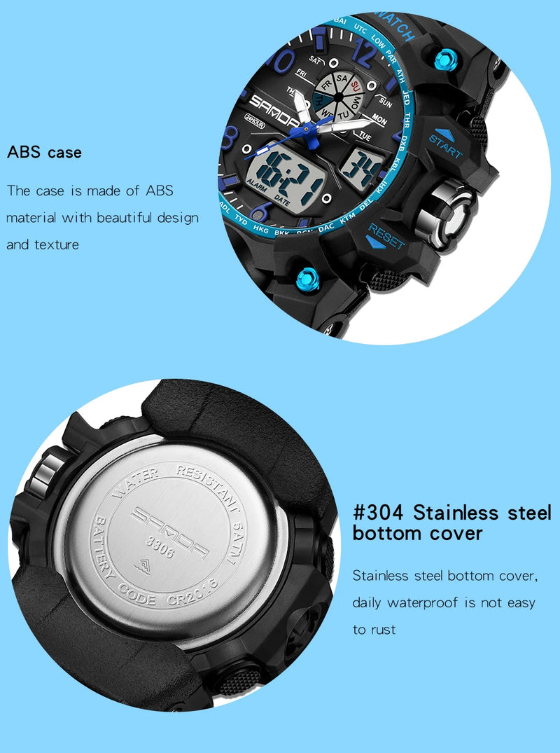 Fashion Sanda Brand Youth Military Sports Trend Korean Electric Led Multifunction Lady Creative Personality Student Gift Watch