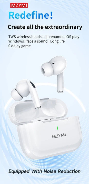 MZYMI ANC Bluetooth 5.3 Earphones In Ear Buds Waterproof Headphones Wireless Headset Built-in Microphone With Charging Case