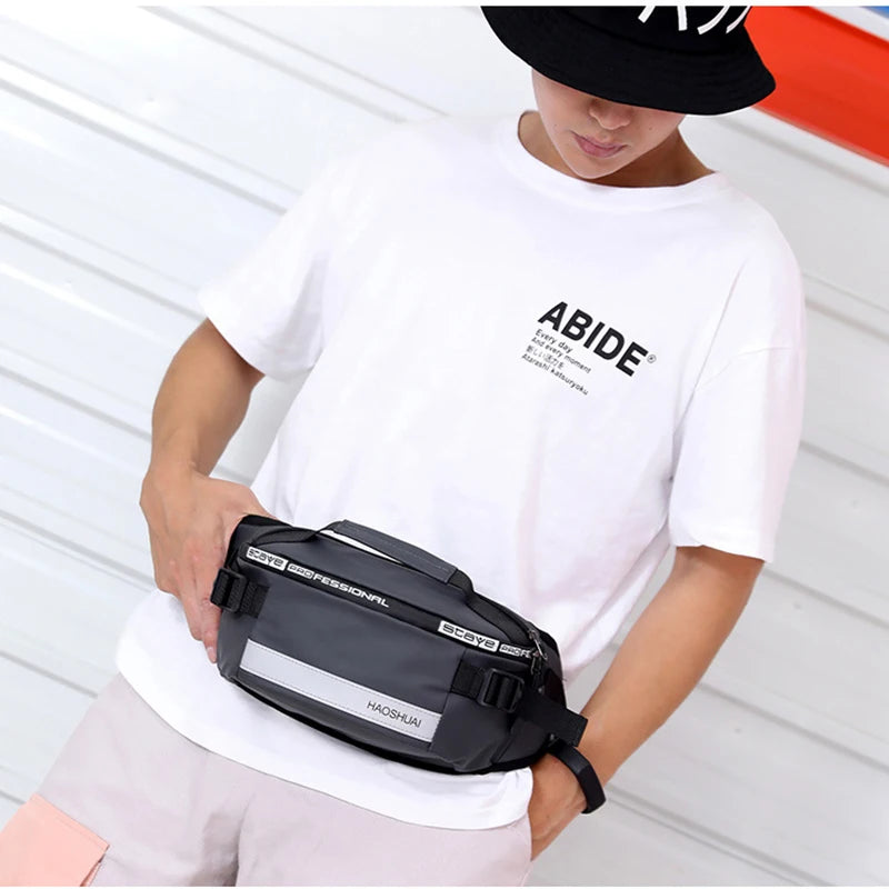 Outdoor Anti-Theft Waist Bag Men Fashion Reflective Run Fanny Pack New Waterproof Cell Phone Storage Bag Male Travel Belt Bag