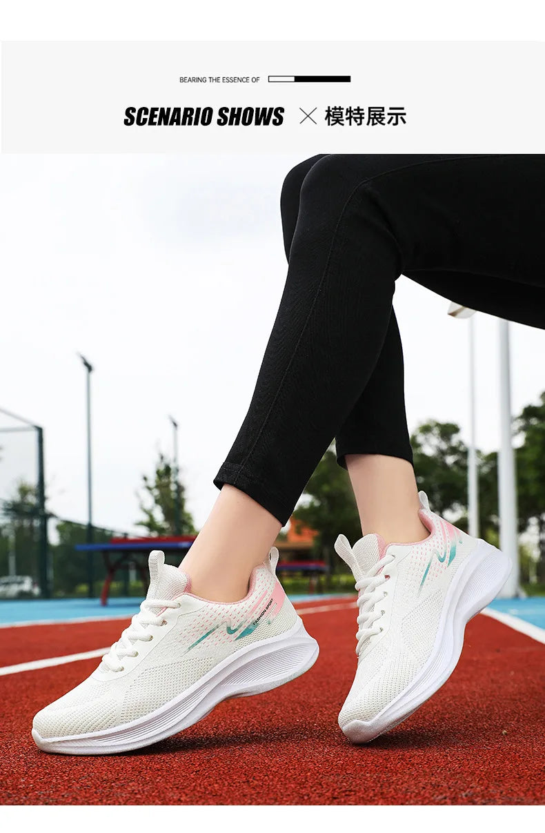 Breathable lace-up running sport shoes