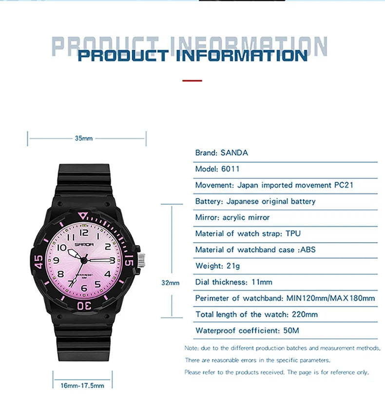 UTHAI Women Watch Sports Fashion Trend Outdoor Waterproof Creative Fresh Female High School Student Fashion Quartz Wristwatches