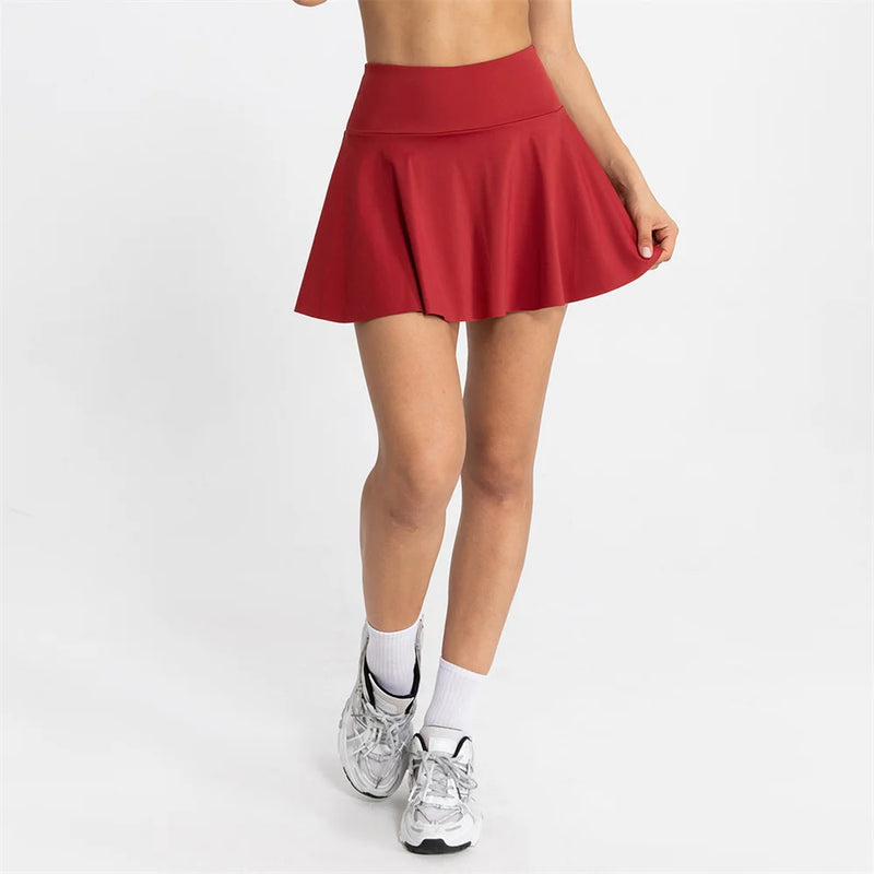 Pocket Tennis Women Dance Fitness Solid Gym Sports Skirts Female Tennis Running Skort Active Athletic Running Yoga Skirt Short