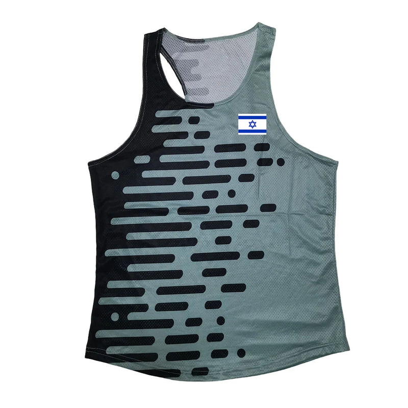 Israel Run Athletics Tank Top Runnning Speed Singlet Fitness Shirt Mens Clothing Guys Sleeveless Track Field Vest Customization