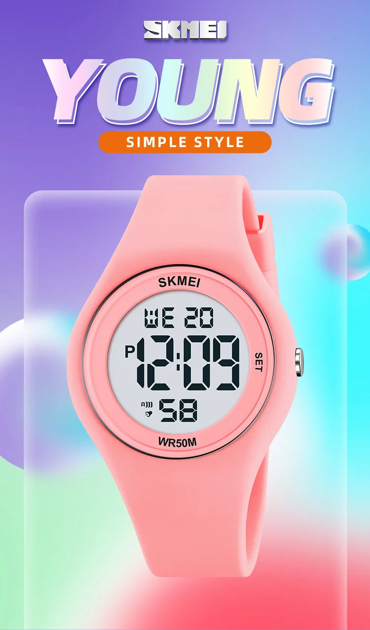 SKMEI Youth Outdoor Sports Digital Watch For Men Women Students 5Bar Waterproof Stopwatch Countdown Wristwatch Alarm Reloj Mujer