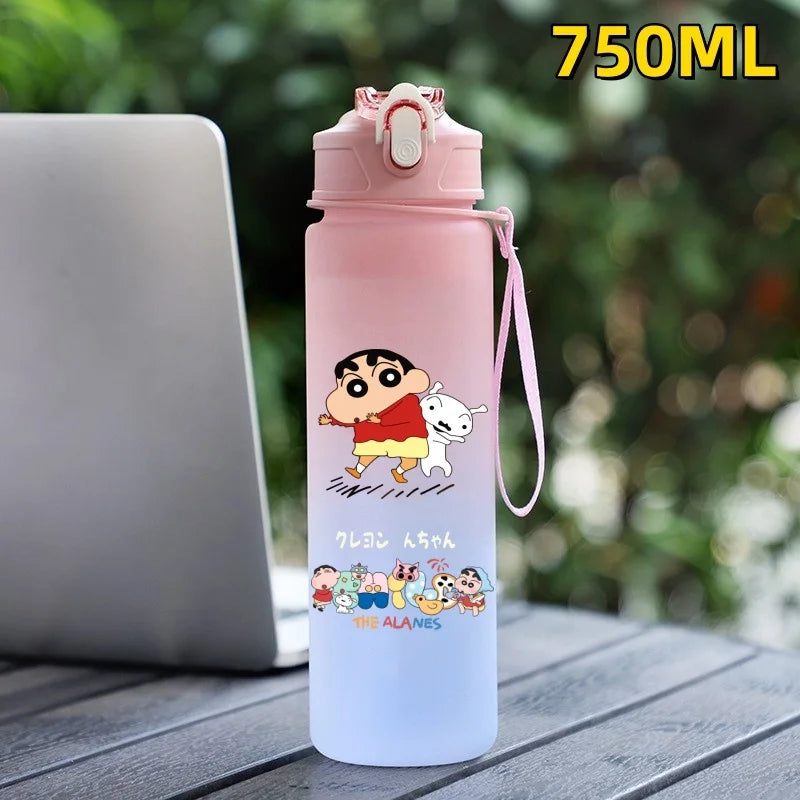 New Crayon Shin Chan Outdoor Sport 750ML Large Capacity Cartoon Portable Plastic Water Bottle Drinking Cup Student Birthday Gift