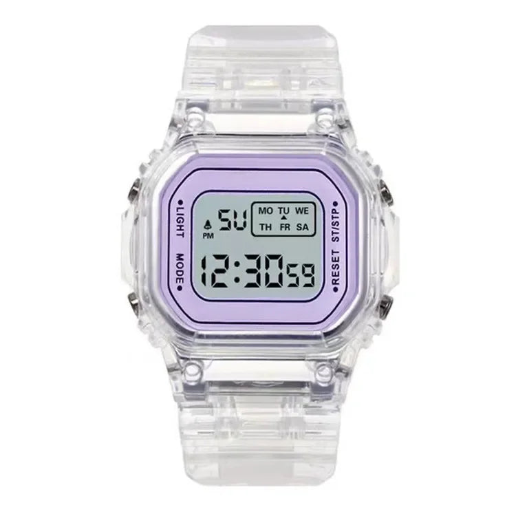 Fashion Kids Watch Simple LED Digital Watch Casual Transparent Sport Electronic Watch Boys Girls Luminous Clock Kid's Wristwatch