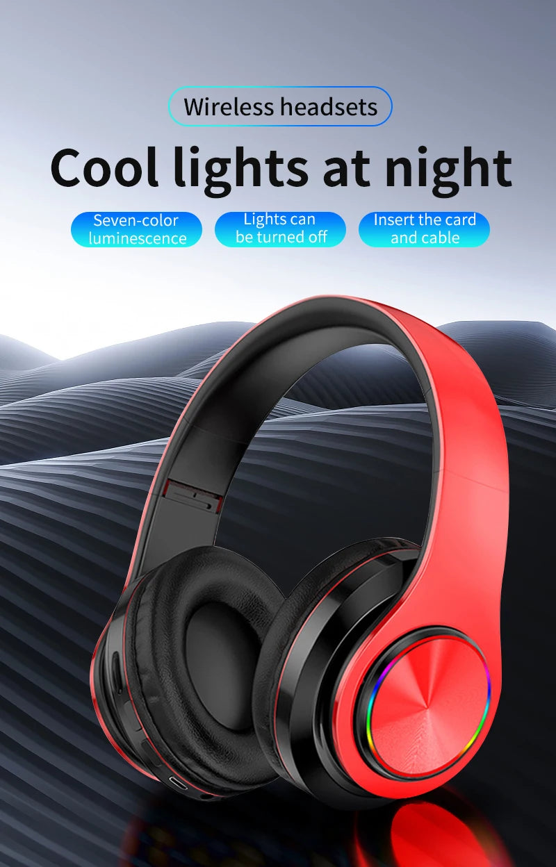 Wireless Bluetooth 5.0 Headphone With Microphone On-Ear Headset Stereo Sound Earphones Sports Gaming Foldable Headphones B39