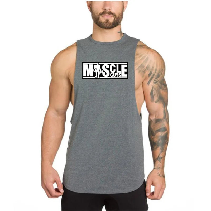 Men's Sleeveless Gym Bodybuilding Fitness Running Sport Tank Tops Summer High Quality Breathable Cotton Fashion Muscle Singlet