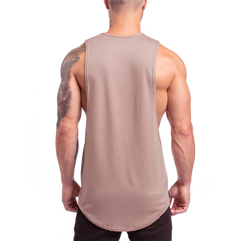 Men's Sleeveless Gym Bodybuilding Fitness Running Sport Tank Tops Summer High Quality Breathable Cotton Fashion Muscle Singlet