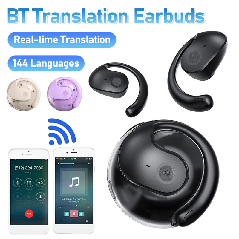 Wireless BT Translation Earbuds Real-time Translation Language Translation Earphones Over 140 Languages for Travel Business