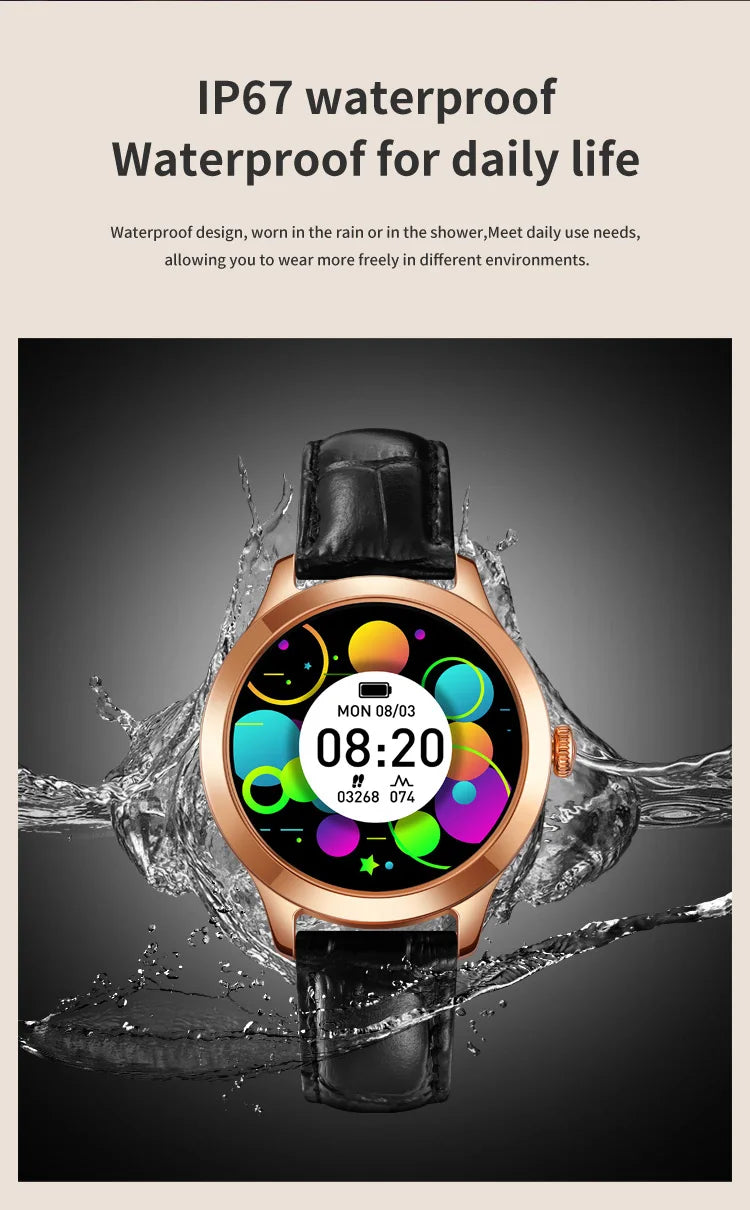 SKMEI Women Smart Watch Touch Screen Sports Fitness Tracker IP67 Waterproof Women Smartwatch Stainless Steel/leather Strap