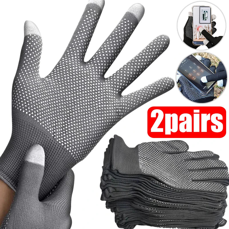 Non-slip Touchscreen Nylon Gloves Men Women Summer Outdoor Riding Sport Fitness Breathable Non-slip Sunscreen Half Finger Gloves