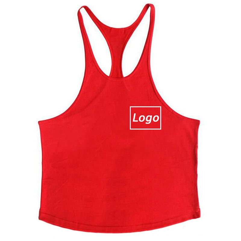 Customized Print Stringer Tank Tops for Men Y-Back Sleeveless Vest Athletic Muscle Training Tees Tops Gym Workout Fitness