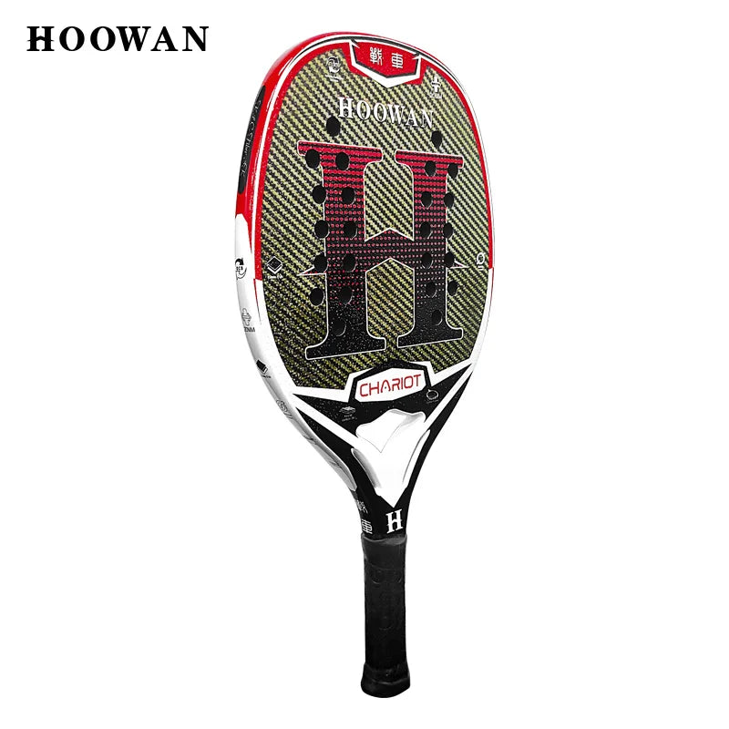 HOOWAN CHARIOT Beach Tennis Racket T700 Kevlar Carbon Fiber High-Grit Surface 20MM Mid-Hard EVA Core