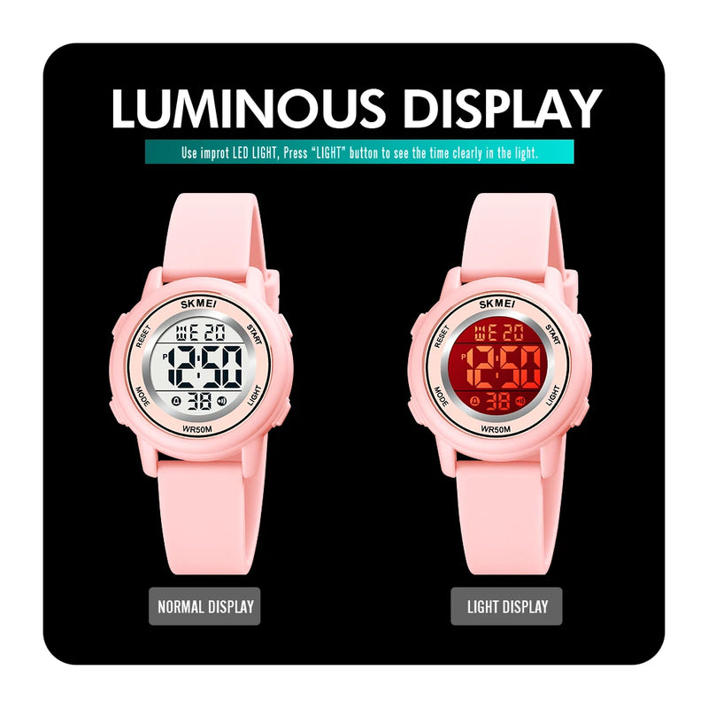 Skmei Fashion LED Light Stopwatch Digital Sports Watches Women Student Waterproof Calendar Wristwatch For Ladies Female Alarm