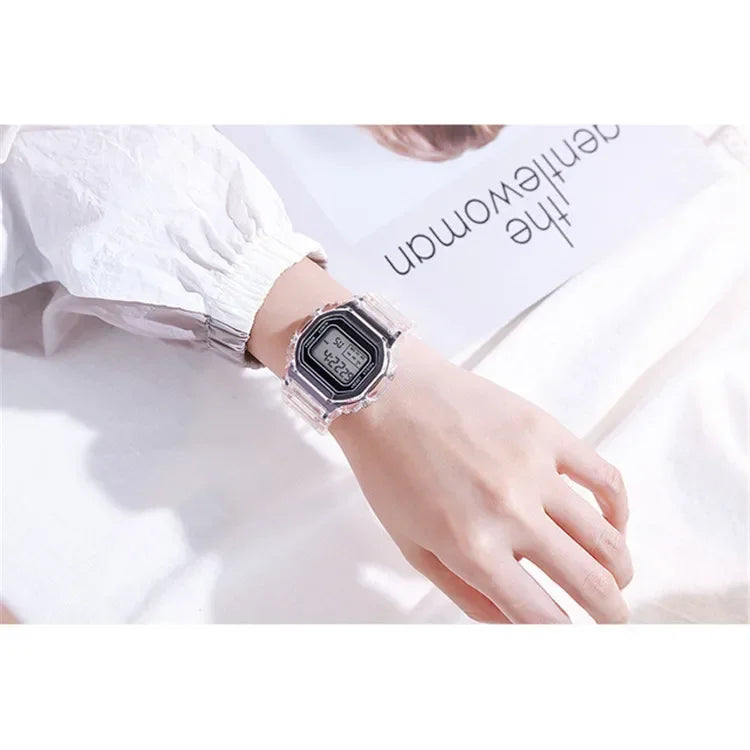 Fashion Kids Watch Simple LED Digital Watch Casual Transparent Sport Electronic Watch Boys Girls Luminous Clock Kid's Wristwatch