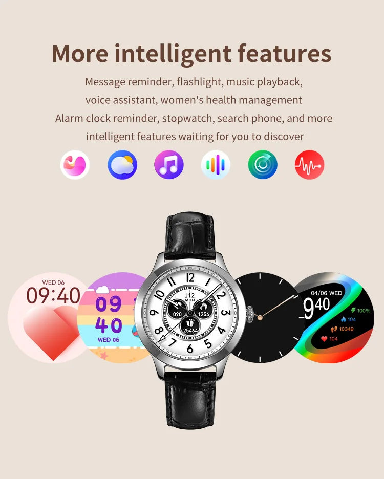 SKMEI Women Smart Watch Touch Screen Sports Fitness Tracker IP67 Waterproof Women Smartwatch Stainless Steel/leather Strap