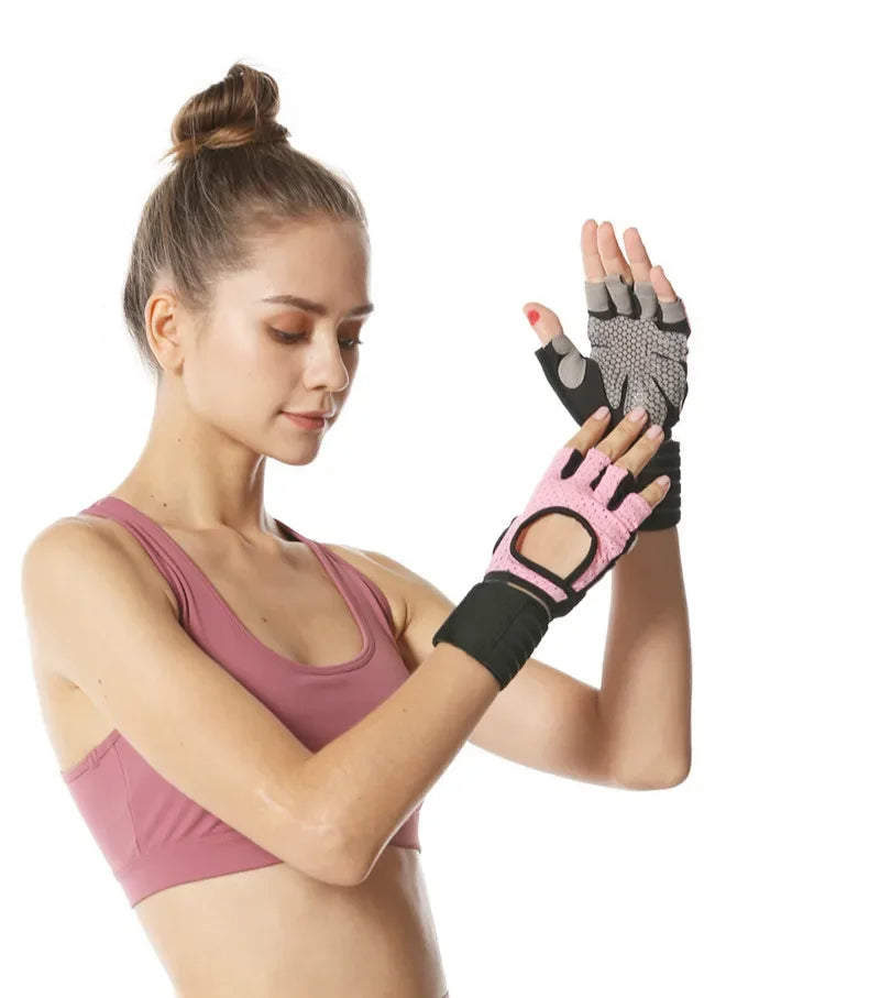 Gym Sports Gloves Half Finger Weight Lifting Gloves with Wrist Support Belt Men Women Workout Exercise Fitness Training Glove