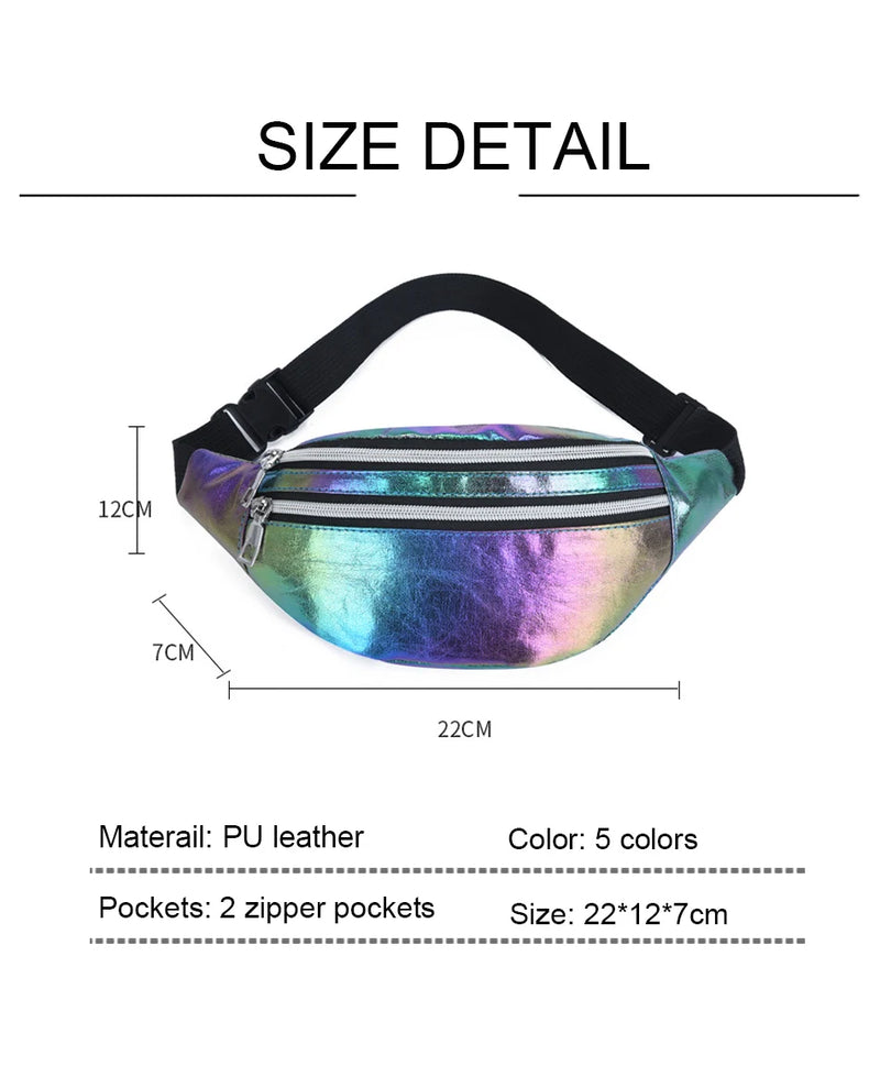 Men Women Fanny Waist Bag Pack Male Belt Pouch For Holographic Belly Banana Lady Kangaroo Bum Hip Side Sport Sachet Waistbag Sac