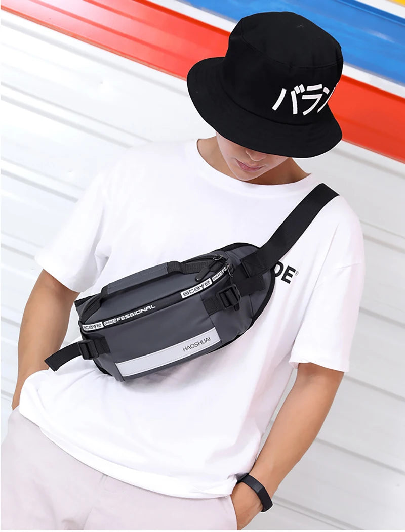 Outdoor Anti-Theft Waist Bag Men Fashion Reflective Run Fanny Pack New Waterproof Cell Phone Storage Bag Male Travel Belt Bag