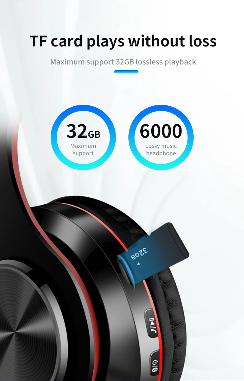 Wireless Bluetooth 5.0 Headphone With Microphone On-Ear Headset Stereo Sound Earphones Sports Gaming Foldable Headphones B39