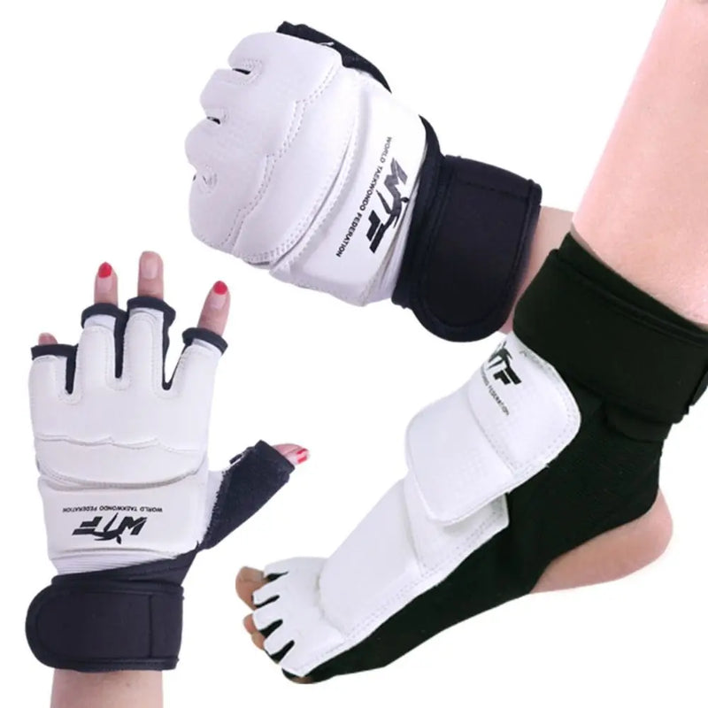 Half Finger Boxing Gloves PU Leather Karate Muay Thai Training Workout Gloves Foot Protector Taekwondo Gloves