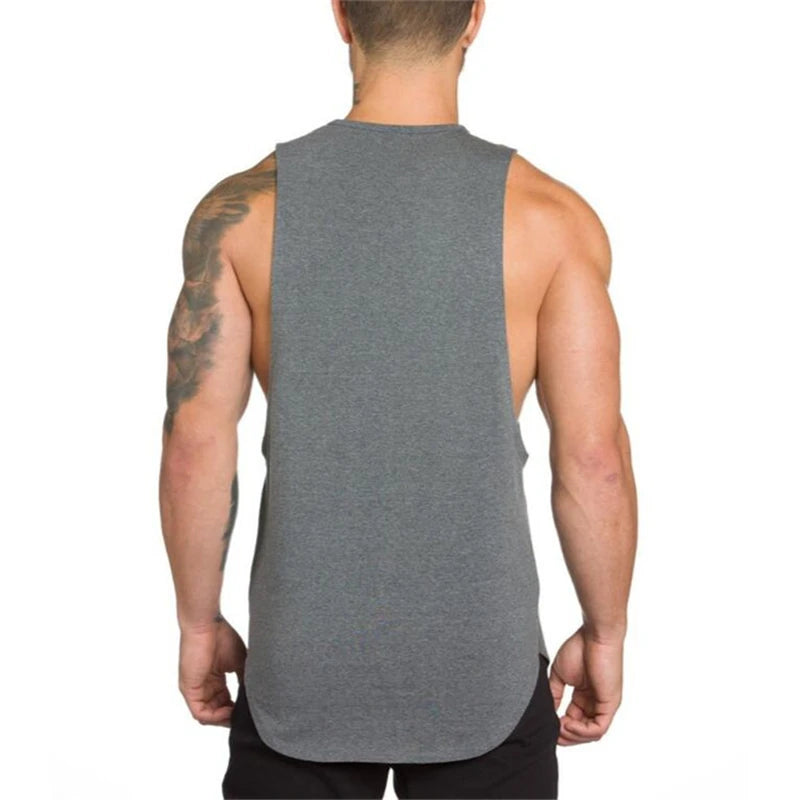 Men's Sleeveless Gym Bodybuilding Fitness Running Sport Tank Tops Summer High Quality Breathable Cotton Fashion Muscle Singlet