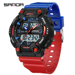 SANDA Watch Boys Girls New Student Sports Quartz Electronic Watch Black Technology Multi functional Waterproof Exam Watch 2024